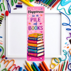 Happiness Is A Pile Of Books Bookmark
